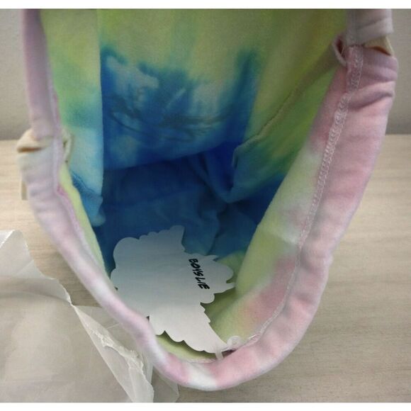 Boys Lie Women's Pink/Blue Cotton Candy Tie Dye Drawstring Bag w/Angel Sticker - Picture 5 of 5
